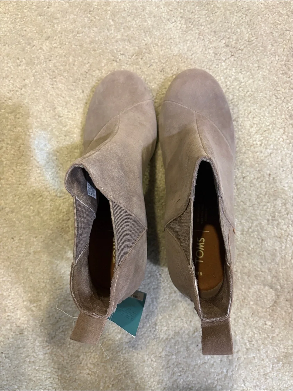 Toms Taupe Suede Wedge Ankle Booties-Size 9